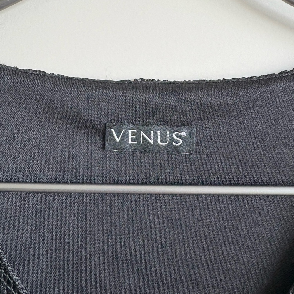 Venus Black Crochet Lace Mini Dress with Fringe - Picture 3 of 8